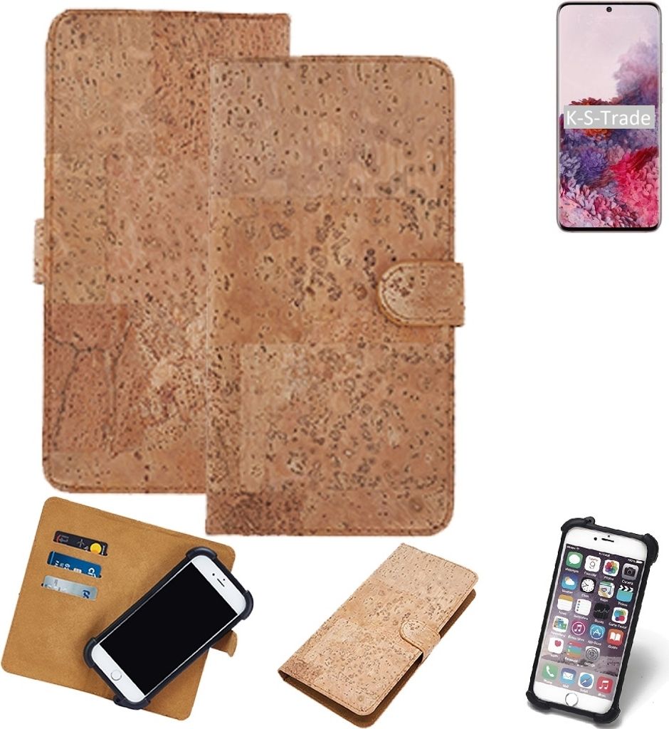 K-S-Trade Hülle kompatibel mit Samsung Galaxy S20 Exynos Kork Handyhülle Cover Schutzhülle TPU Case Bumper in Hellbraun, (1x)