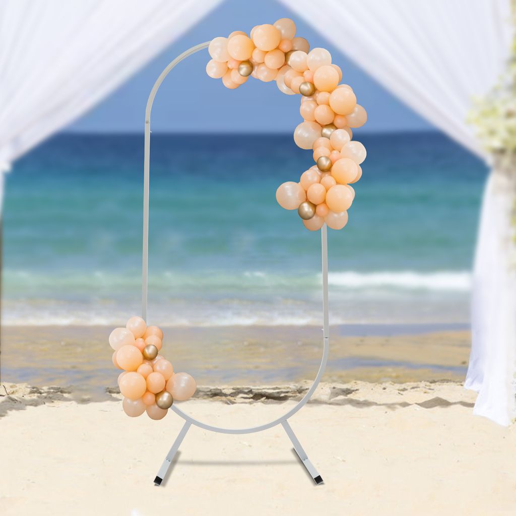 Metall Hochzeitsbogen 58x50x140cm Oval Ballonbogen Ballonbogen-Bausatz für Geburtstagsfeier, Hochzeit, Gartendekoration Weiß