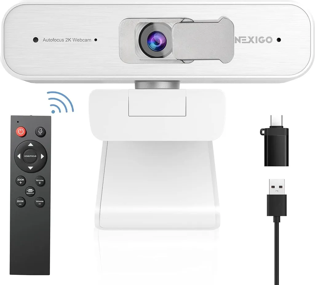 Webcam 2K autofocus N940P blanche avec micro haute définition via USB