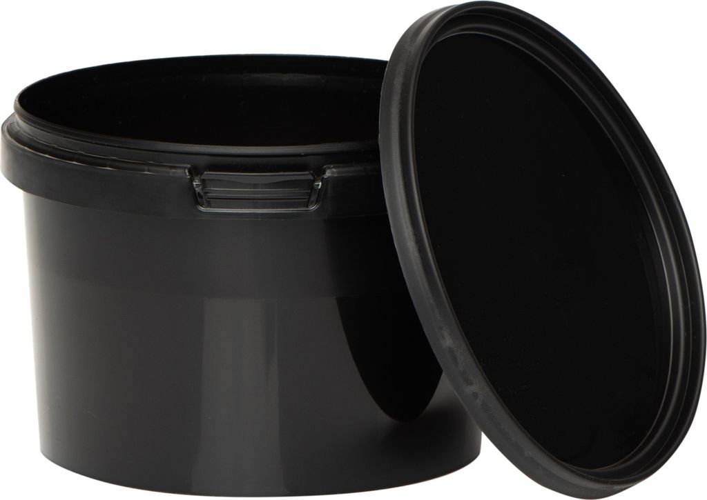 BenBow Eimer mit Deckel 0,5L x20 Schwarz - lebensmittelecht, stabil, luftdicht, auslaufsicher, geruchsneutral - Plastikeimer mit Henkel - leer