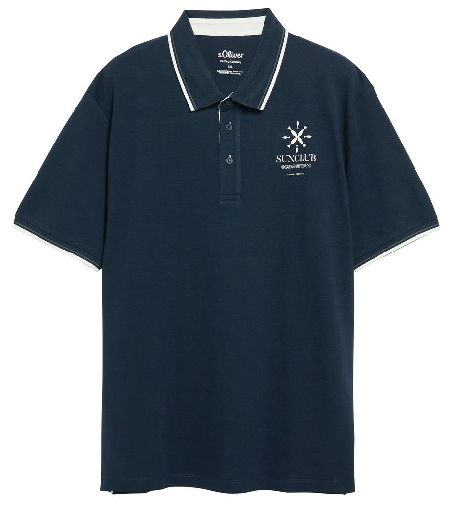 s.Oliver Übergrößen Poloshirt dunkelblau Brustprint