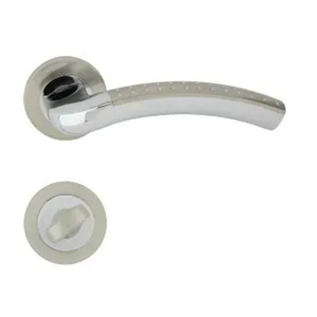 DOMINO Türgriff Drückergarnitur WC - Badezimmer Set | Rund-Rosette | Türbeschlag für Badezimmertüren | Set WC - Rosetten-Garnitur | Türklinke...