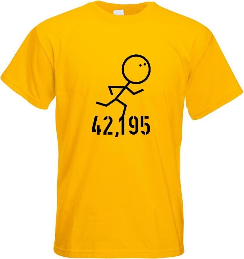 Kiwistar - T-Shirt - gelb - 42,195 Lauf Motiv Bedruckt Funshirt Design Print - mit Motiv Bedruckt - Funshirt Design - Sport - Freizeit - Herren - XXL