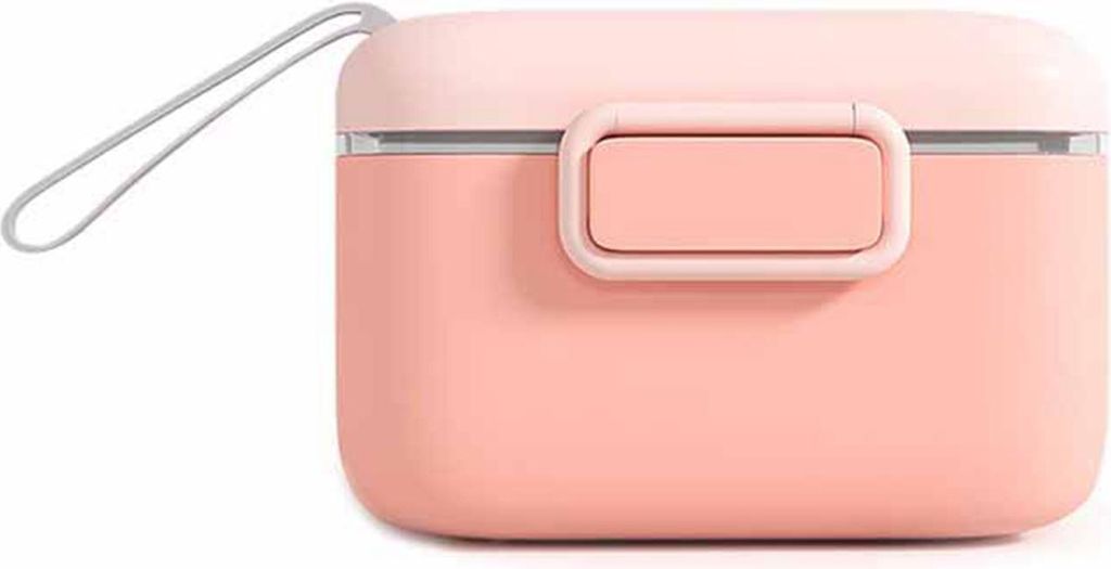 Milchpulver-Aufbewahrungsbox, PP-Schale, BPA-frei, tragbarer Babybehälter mit Umhängeband, Rosa