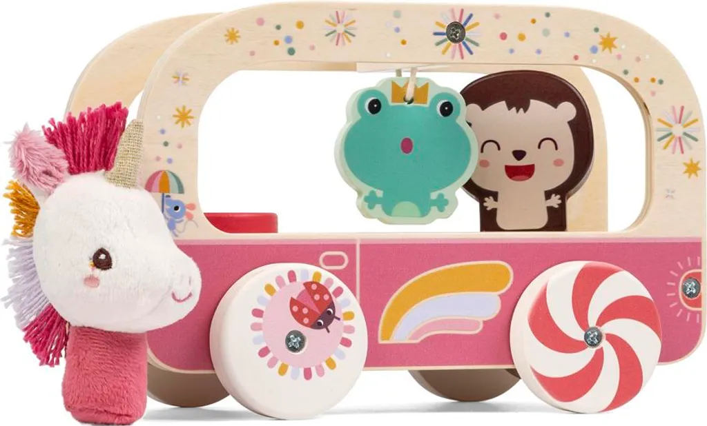 Lilliputiens Lena Bus Magique Tournant Rose Jouet d'Éveil Premier Âge