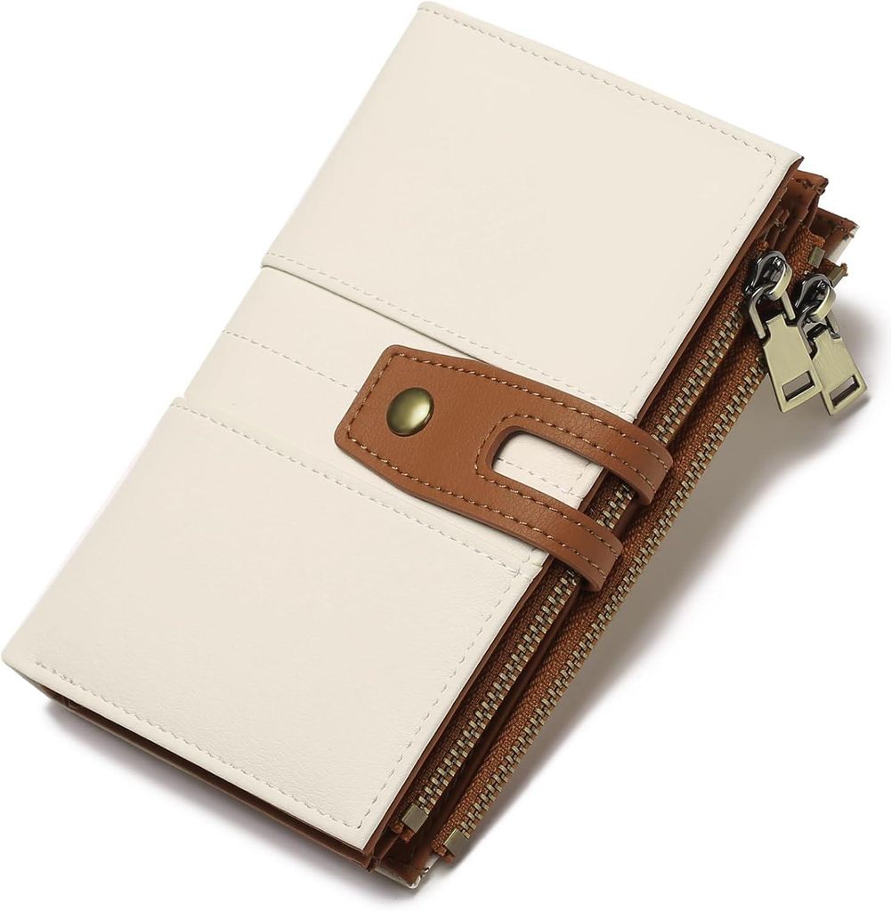 Geldbörse Damen Kleine, Geldbeutel Damen RFID Schutz Portemonnaie Große Kapazität Doppel Reißverschluss Portmonee Kreditkartenetui Wallet