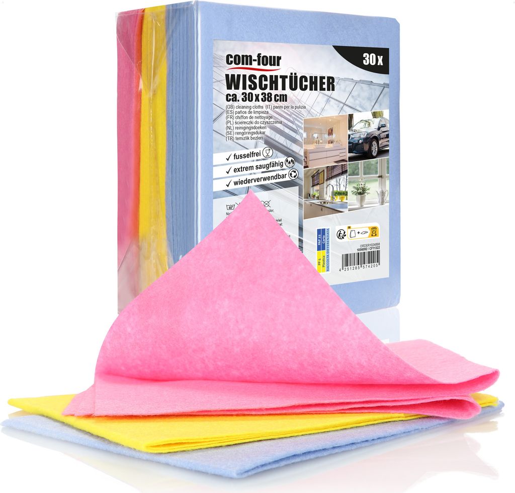 com-four® 30x Haushaltstücher, extrem saugfähige und Produktbild 