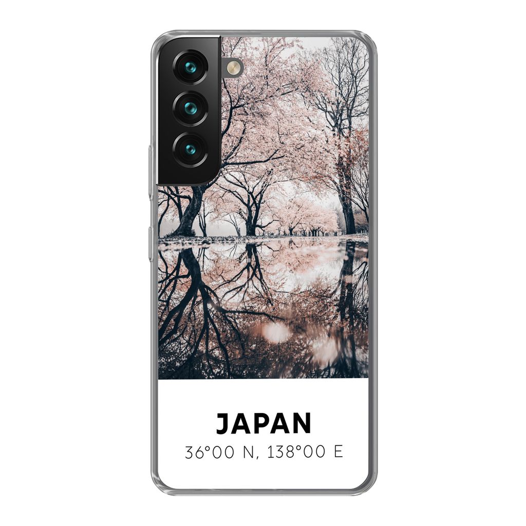 MuchoWow Handyhülle Schutzhülle Hülle für Samsung Galaxy S22 Japan - Sakura - Frühling - Rosa Silikon Softcase Handy Hülle - Mobiltelefonh...