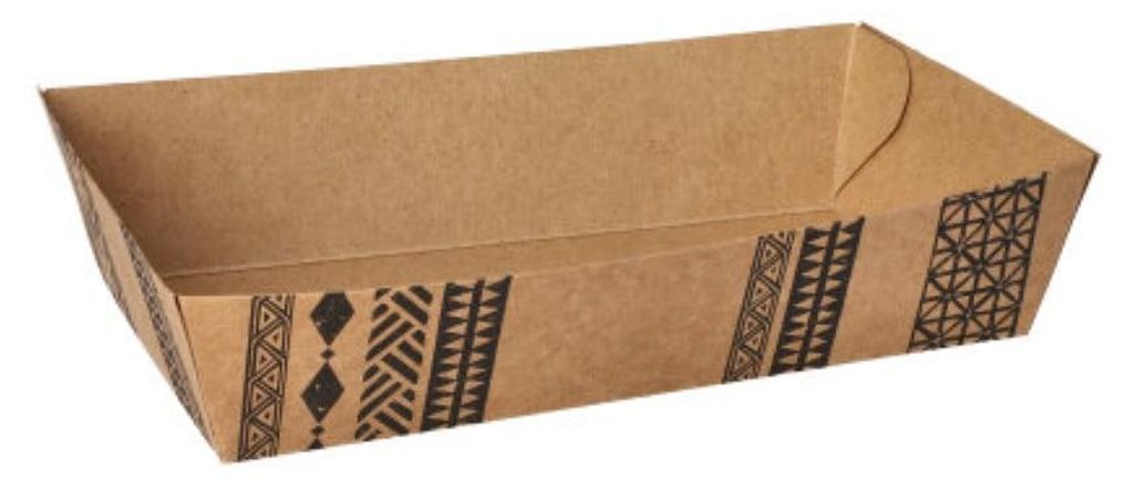 Conpax (LM) 480 Snacktrays, Pappe 3,8 cm x 8,5 cm x 15,5 cm braun "Maori" extra groß | Karton (480 Stück)