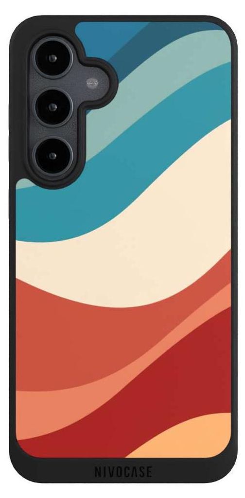 NIVOCASE Handyhülle für Samsung Galaxy S24 FE 5G Hülle NIVOpure Case Schwarz Farbe Farbverlauf Welle
