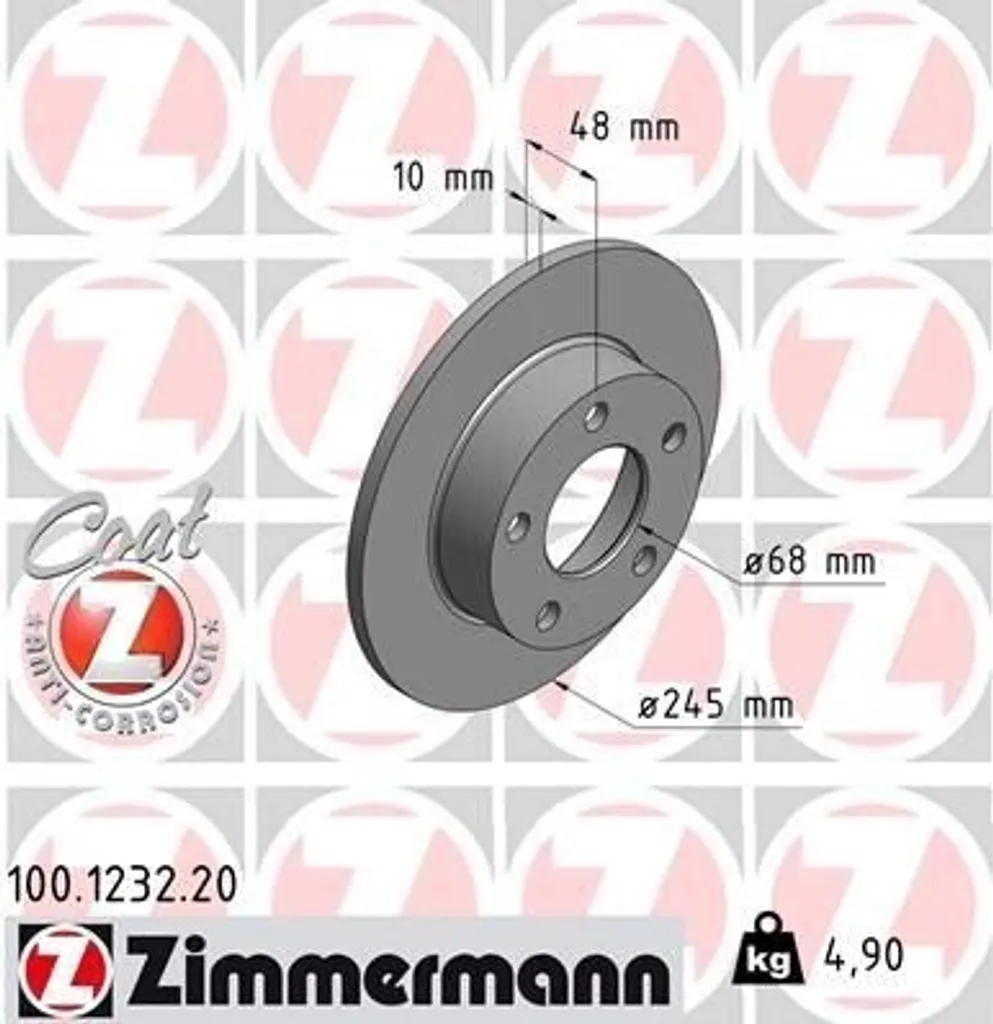 Disque de frein Zimmermann 100.1232.20 pour Audi A4 8D et Passat 3B