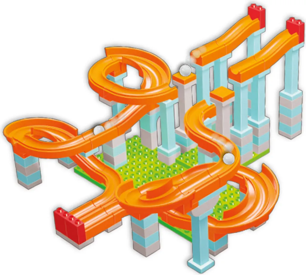 Jeu de Construction Circuit de Billes avec Rails Flexibles - 128 pcs - 3