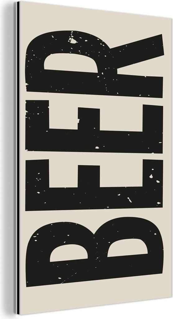 MuchoWow Wanddekoration Metall Metallbild Wandkunst 40x60 cm Bär - Vintage - Schwarz - Beige MuchoWow Aluminium Gemälde - Wanddekoration aus Alum...