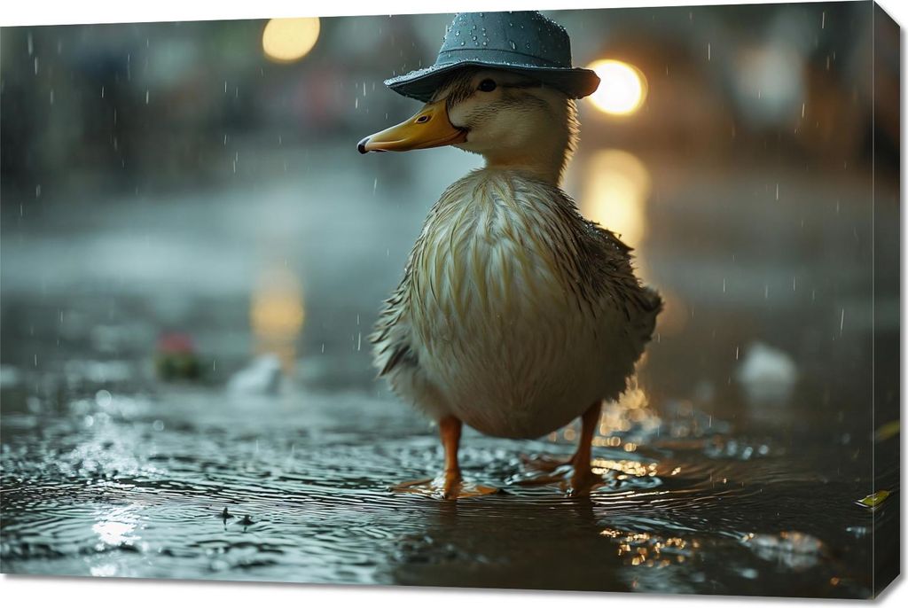 Bild 90x60cm Ente im Hut