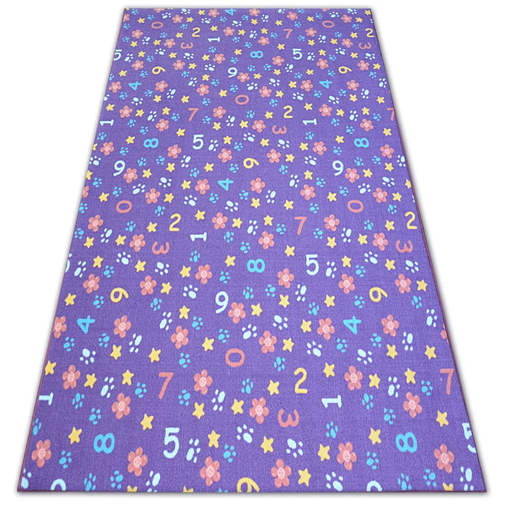 Tapis violet alphabet chiffres 100x150 cm antidérapant et doux