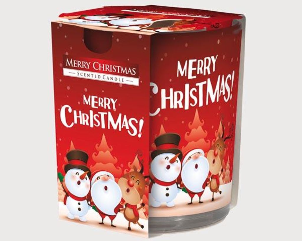 Bougie parfumée verre à motif 'Merry Christmas' 120gr cire Image du produit 