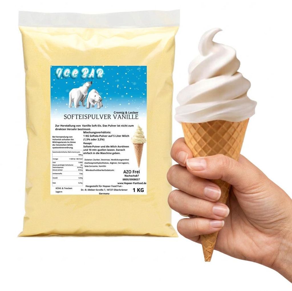 IceBär Softeis Pulver Vanille 1 kg für Softeismaschine & Produktbild 