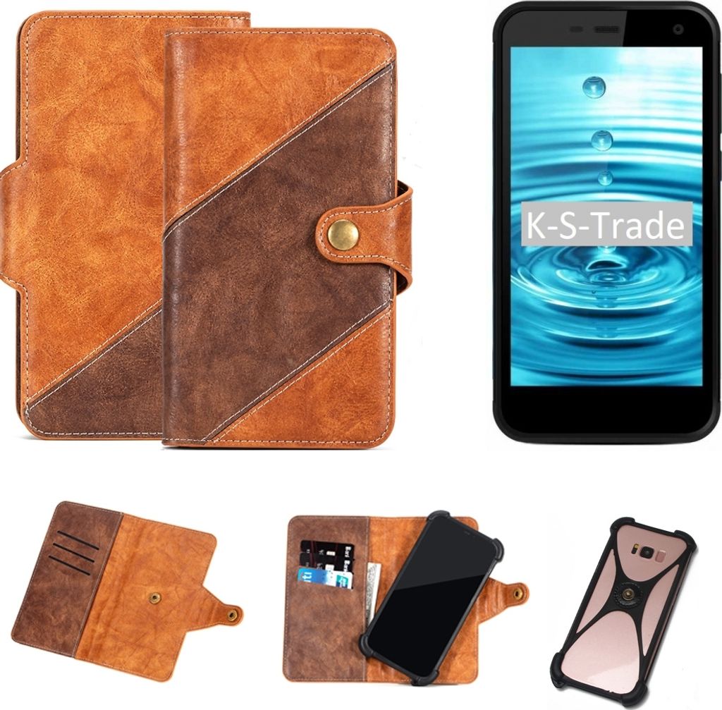 K-S-Trade Handy-Hülle Schutz-Hülle Bookstyle Case Wallet-Case kompatibel mit Energizer H500S Handy Cover Bumper Kantenschutz Smartphone dunkelbraun