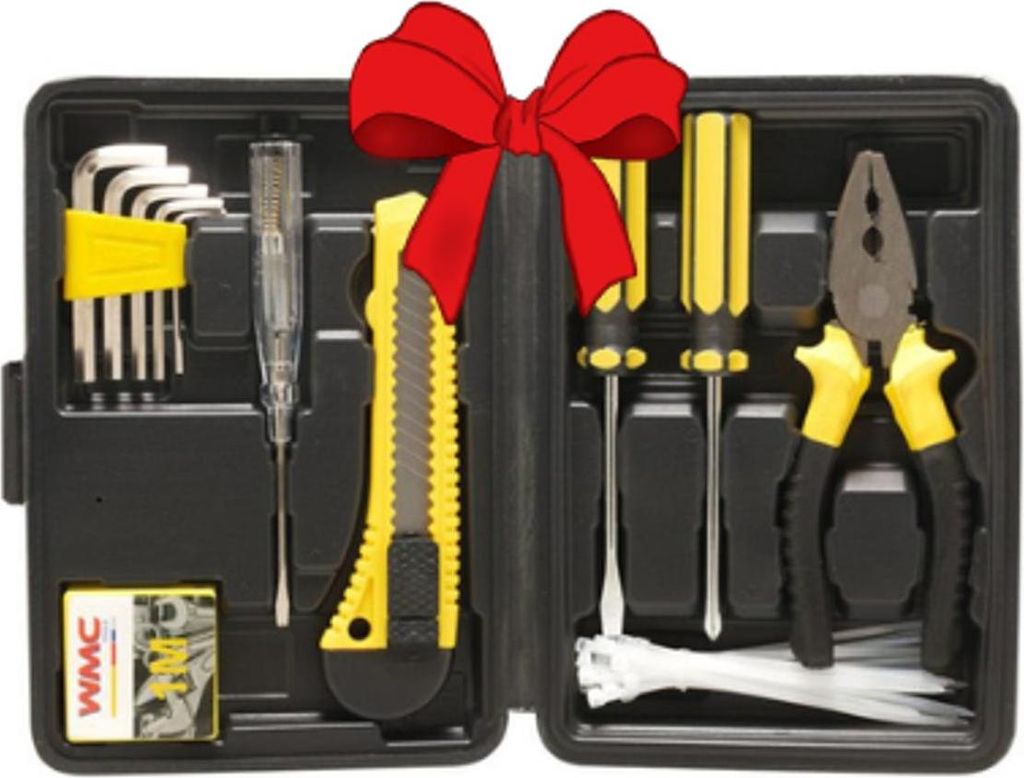 Werkzeugsatz oftools 42-teilig (Schraubendreher, Zange, Schraubenschlüssel, Maßband, Messer) im Koffer