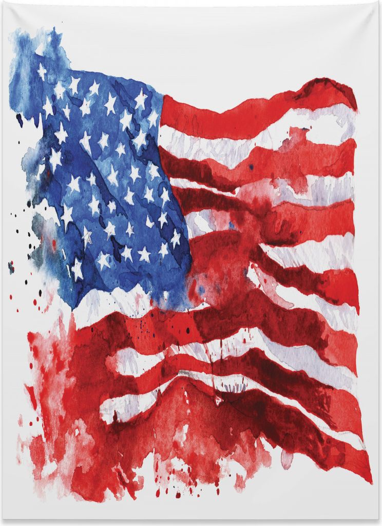 Abakuhaus Aquarell Wandteppich, Digitale Graffiti aus Weiches Mikrofaser Stoff Kein Verblassen Klare Farben Waschbar, 110 x 150 cm, Blau Rot