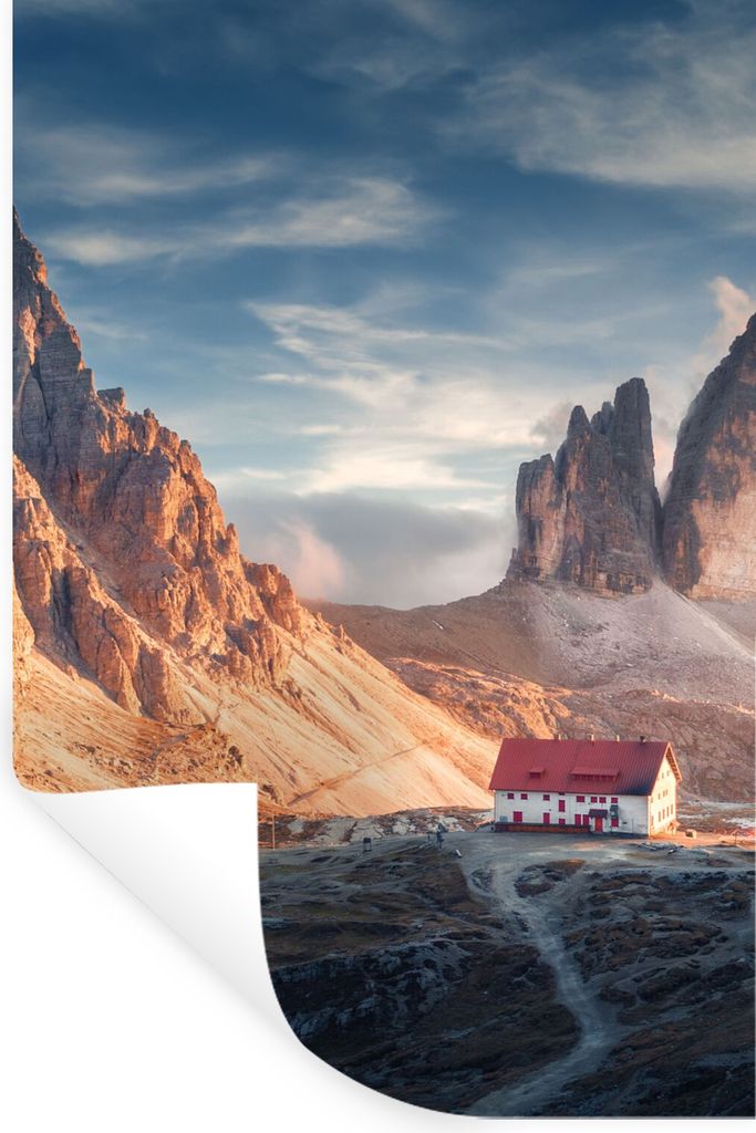 MuchoWow Wandtattoo Wandsticker Wandaufkleber Haus - Berge - Landschaft 20x30 cm Selbstklebend und Repositionierbar - Sticker - Dekorfolie