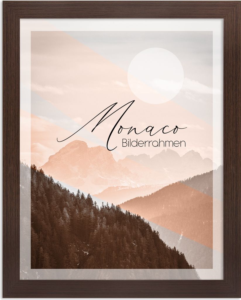 Bilderrahmen Monaco - 40x50 cm, Eiche Dunkel Nachbildung, 1 mm Kunstglas klar