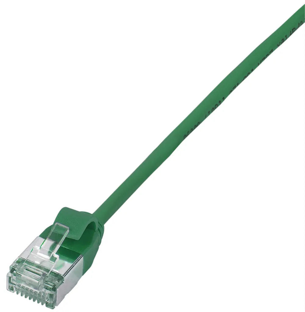 Câble Réseau RJ45 CAT6A SlimLine 0.3m Vert TPE pour Baie de Brassage