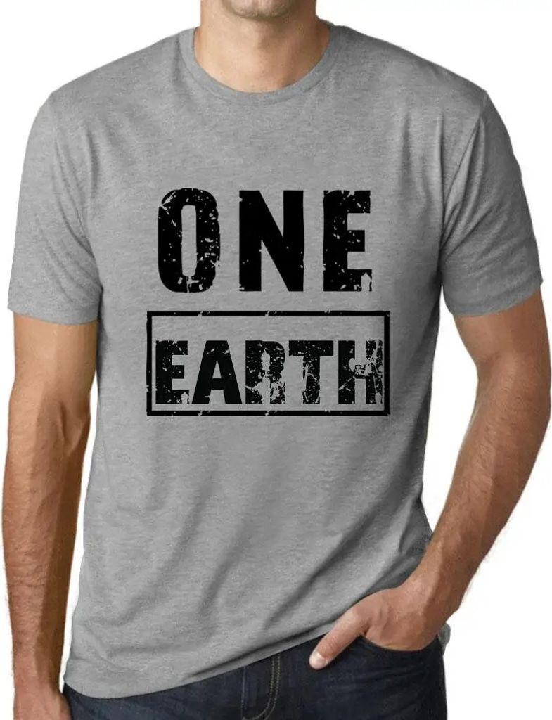 Herren Grafik T-Shirt Eine Erde – One Earth – Öko-Verantwortlich Vintage Jahrgang Kurzarm Lustige Druck Geburtstag Geschenk Mann