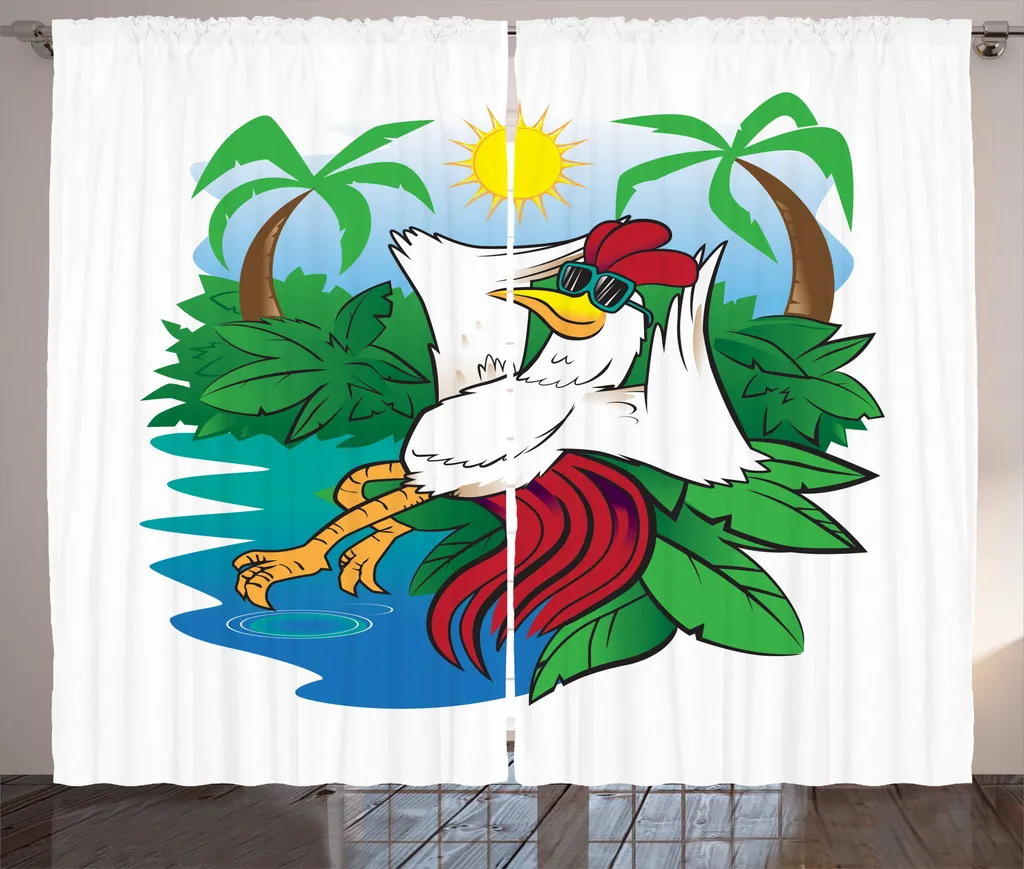 Rideaux Universels à Boucles Motif Coq Paradisiaque 280x225cm Rustique