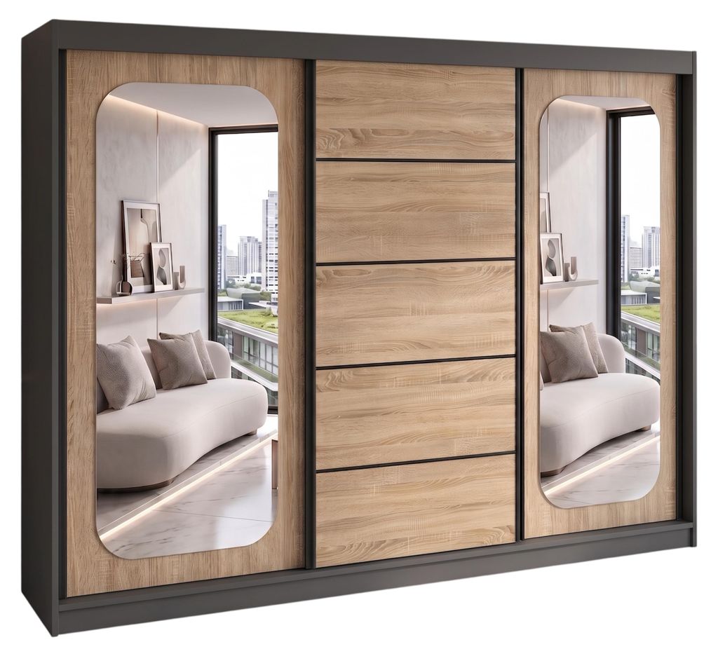 BELANO Schwebetürenschrank 200 cm mit Spiegel – Produktbild 