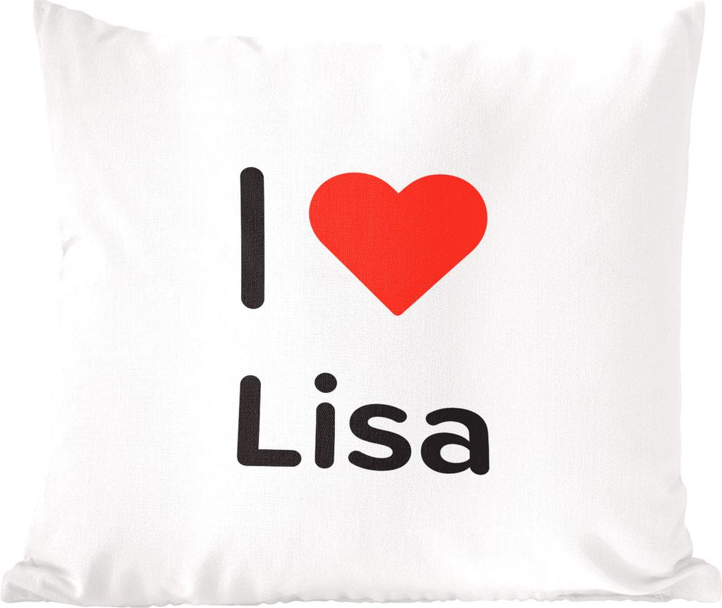 MuchoWow Zierkissen Sofakissen Wohnzimmer Dekokissen 40x40 cm Ich liebe - Lisa - Mädchen - Foto Kissen - Schlafzimmer Dekoration