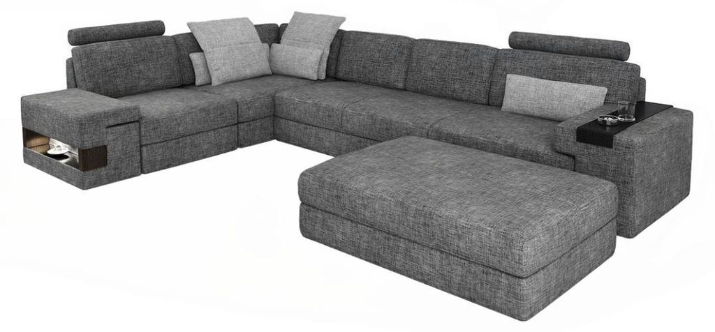 Wohnzimmer L-Form modern elegant Design Couch Ecksofa Hocker Polstermöbel NEU
