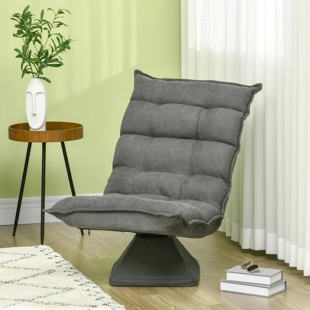 Coussin de sol pour salon et bureau : fauteuil relax gris pivotant - 2