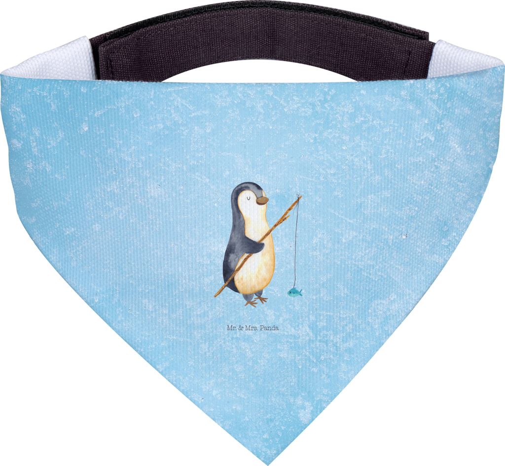 Mr. & Mrs. Panda Halstuch Hund Pinguin Angler - Eisblau - Geschenk, Für Hunde, Hundehalstuch, Urlaub, Hobby, Angel, Angelurlaub, Fischer, Tuch, Ge...