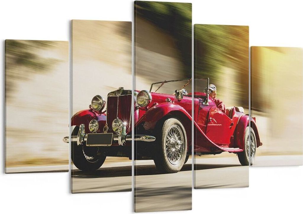 Bild auf Leinwand - Leinwandbild - 5 Teile - Mg Rot Auto - 150x100cm - Wand Bild - Wanddeko - Wandbilder - Leinwanddruck - Bilder - Wanddekoration ...