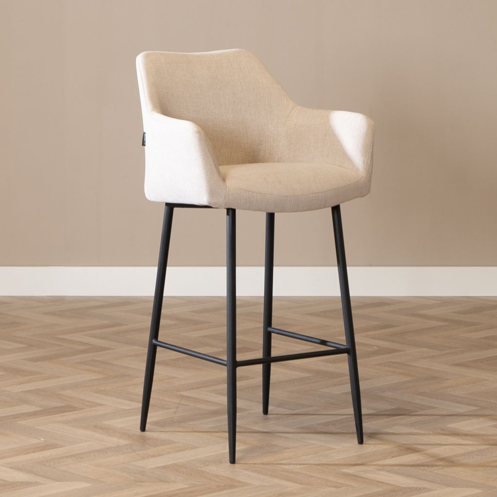 Bronx71 Barhocker mit Armlehne Niklas recycelter Stoff beige 78cm