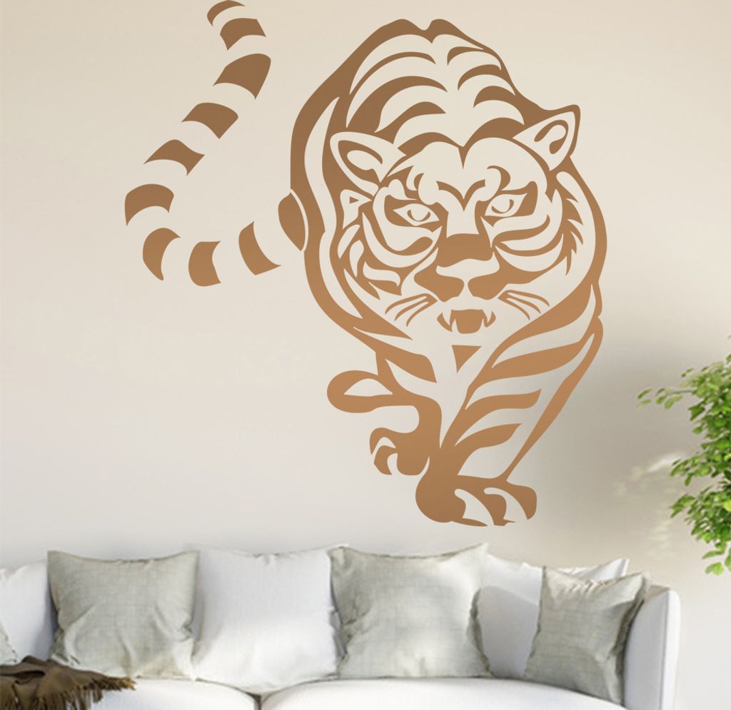 Tiger Wandtattoo in 6 Größen - Wandaufkleber Wall Sticker - Dekoration, Küche, Wohnzimmer, Schlafzimmer, Badezimmer