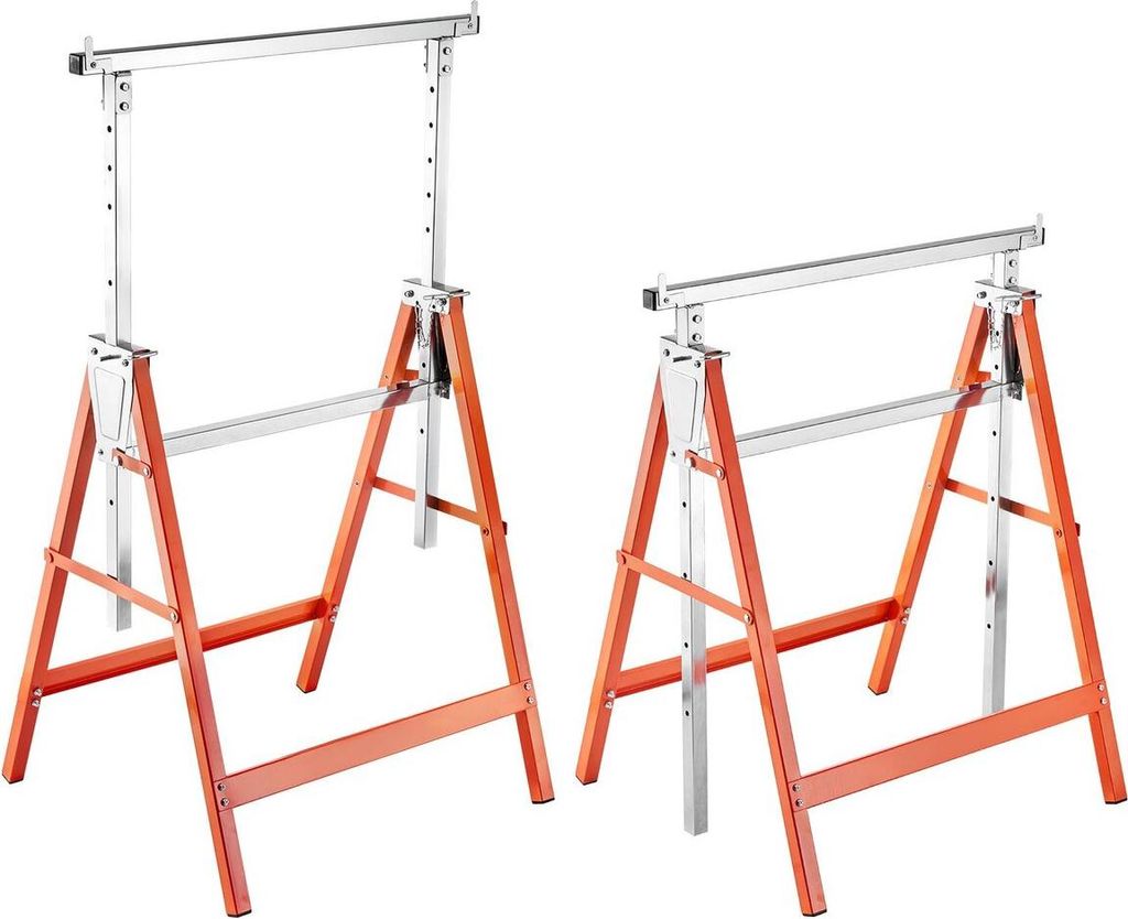 Saw Horses, 2 Pack Folding Work Horses, 199.6 kg Load Capacity Sawhorse with Heavy Duty Legs, Adjustable Height Saw Horse with Non-Slip Foot Pads, ...