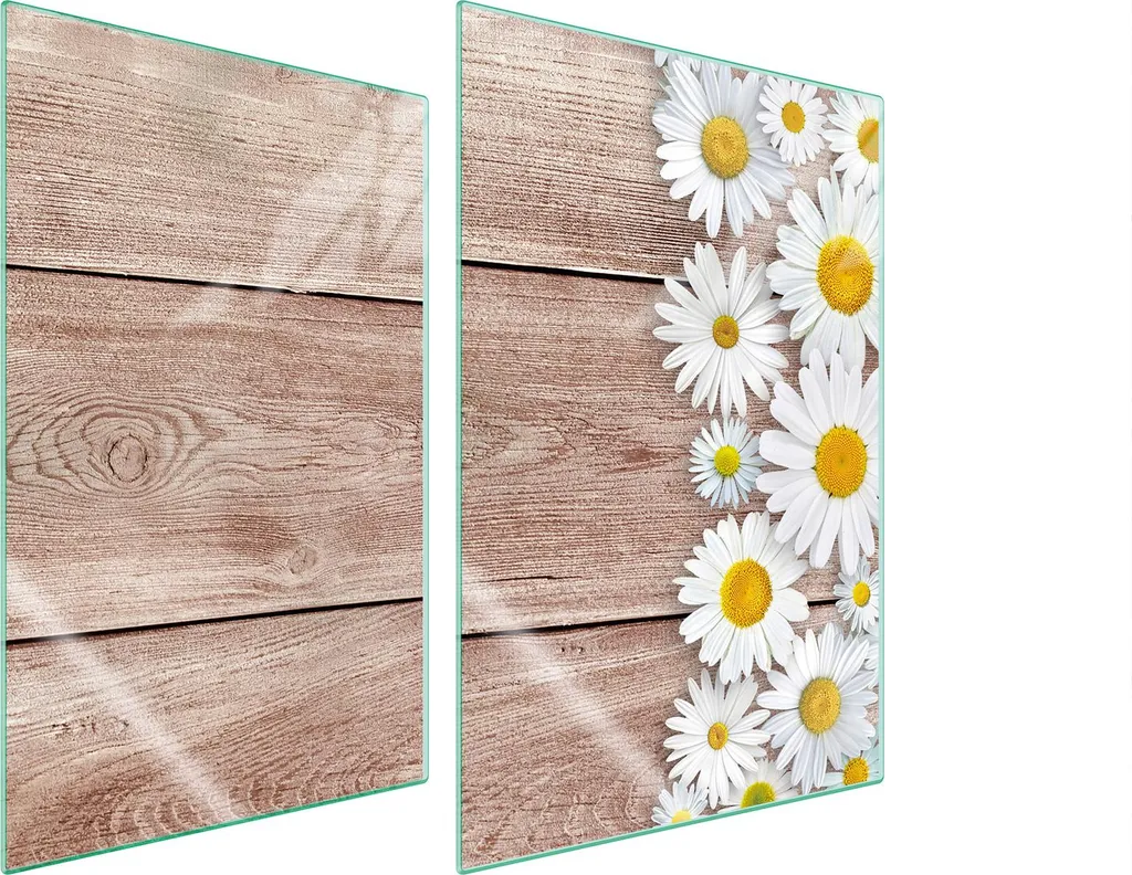 Protezione Fornelli 35x52 Set 2 Pezzi Tagliere Vetro Ceramica Margherita Legno