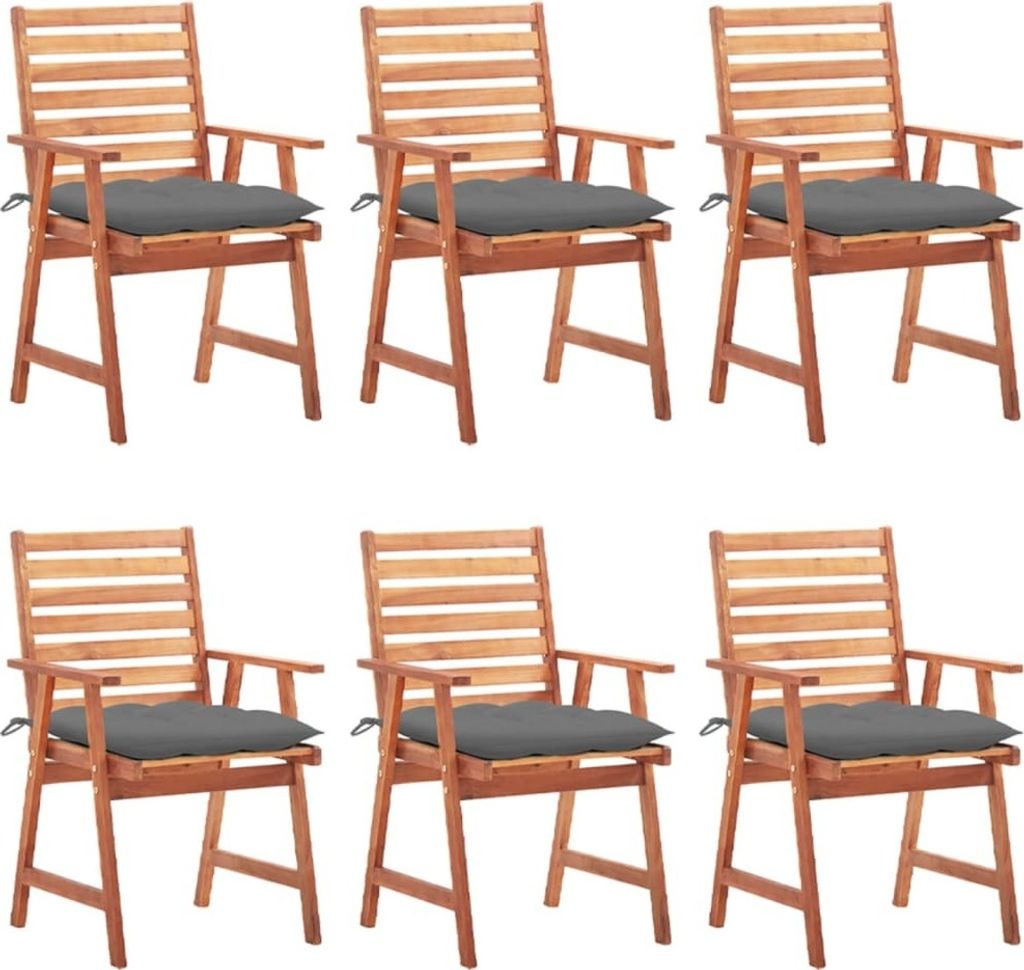 Garten-Essstühle 6 Stk. mit Kissen Massivholz Akazie