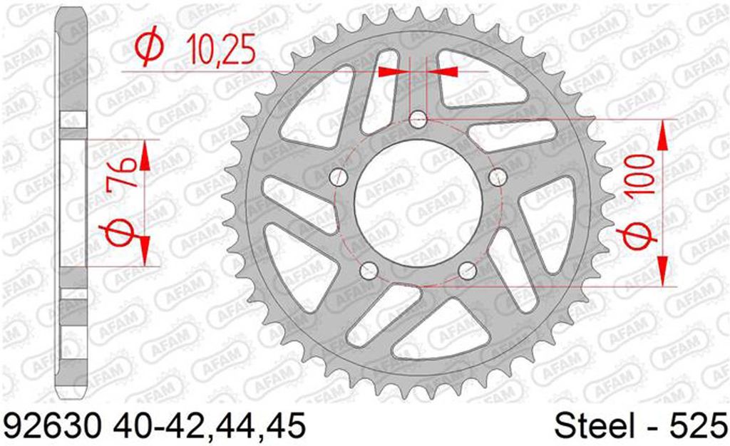 Afam Kettenrad 525 44z Stahl silber