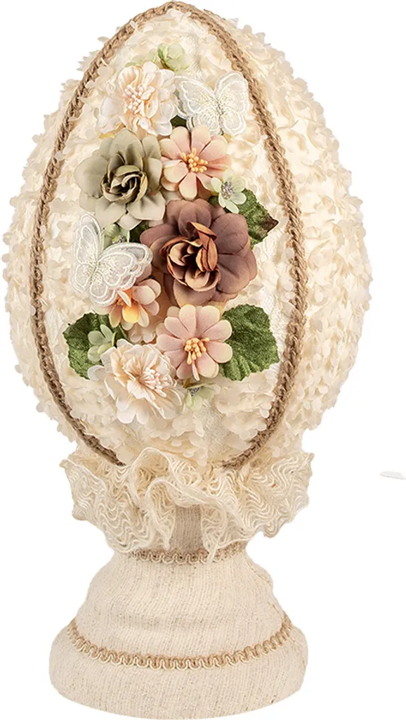 Uovo Tessile Clayre & Eef 39cm Beige - Decorazione Romantica Shabby