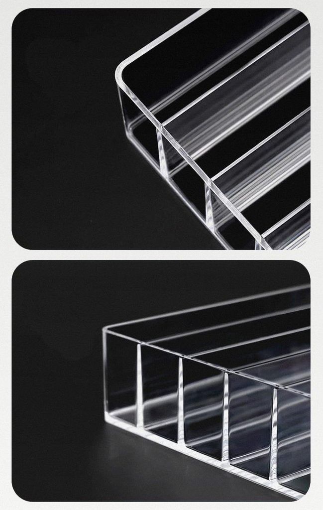 Schminktisch Organizer mit 7 Fächer für Make-up Paletten, Lidschatten-Palette, Lippenstift-Kompakt-Rouge-Regal (Transparent)