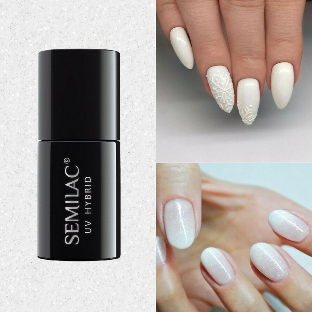 Semilac 091 UV Hybrid Nail Polish Glitter Milk 7ml