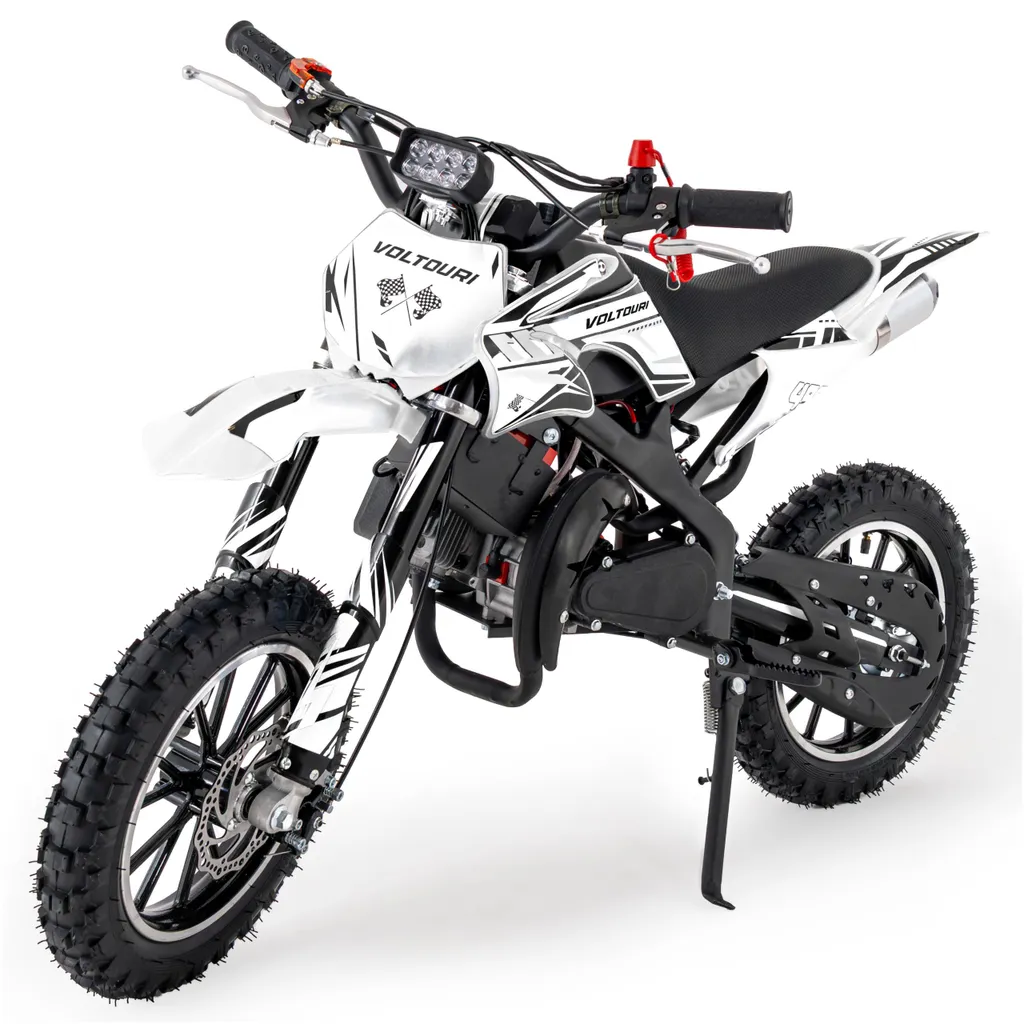 Moto Cross Thermique Enfant pour Circuit Privé Voltouri CR49-E Blanc
