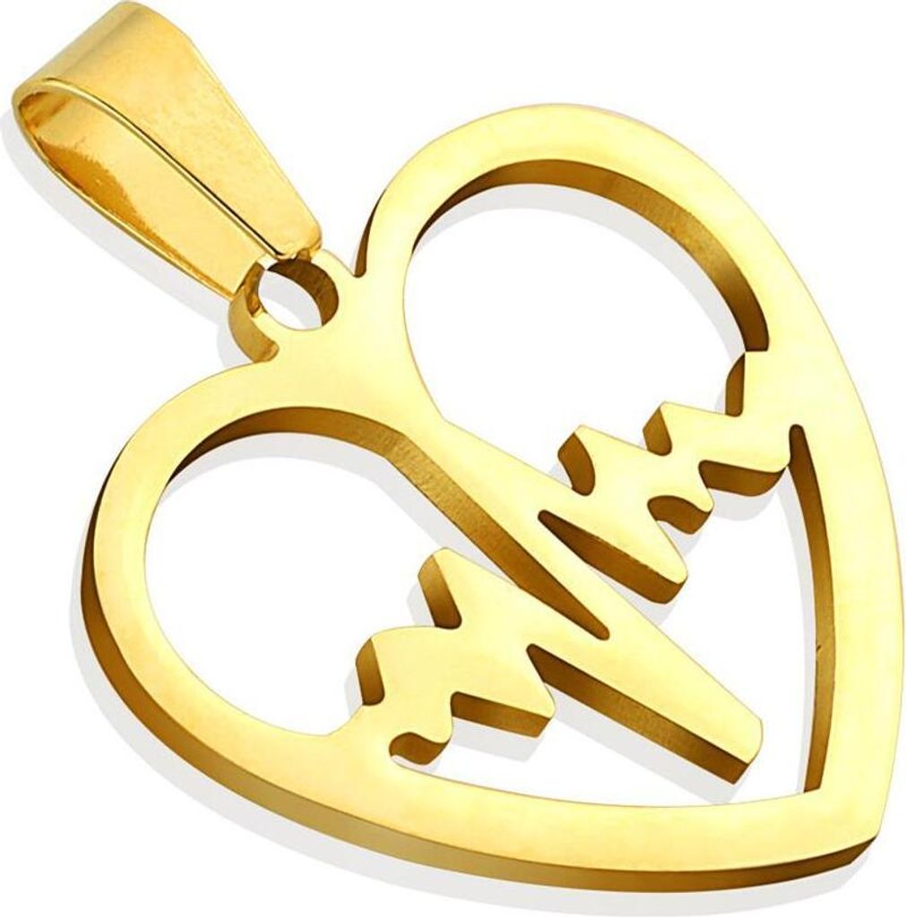 Gold - Anhänger Herzschlag aus Edelstahl Uni