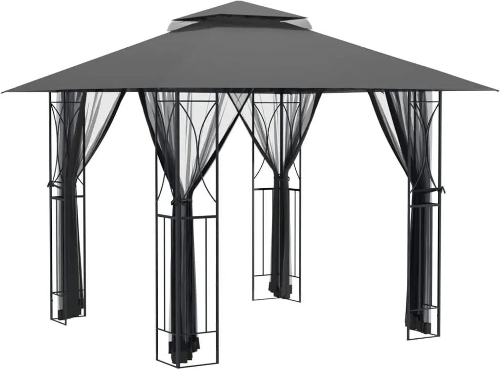 vidaXL Pavillon de Jardin avec Parois Anthracite 300x300x270 cm Acier