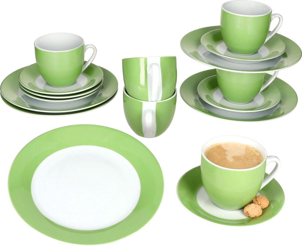 18tlg Kaffeeservice Variant Grün Porzellan 6 Personen Produktbild 