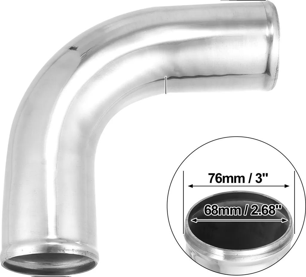 Tubo Curva 90 Gradi Alluminio 76mm per Sistemi Intercooler Turbo
