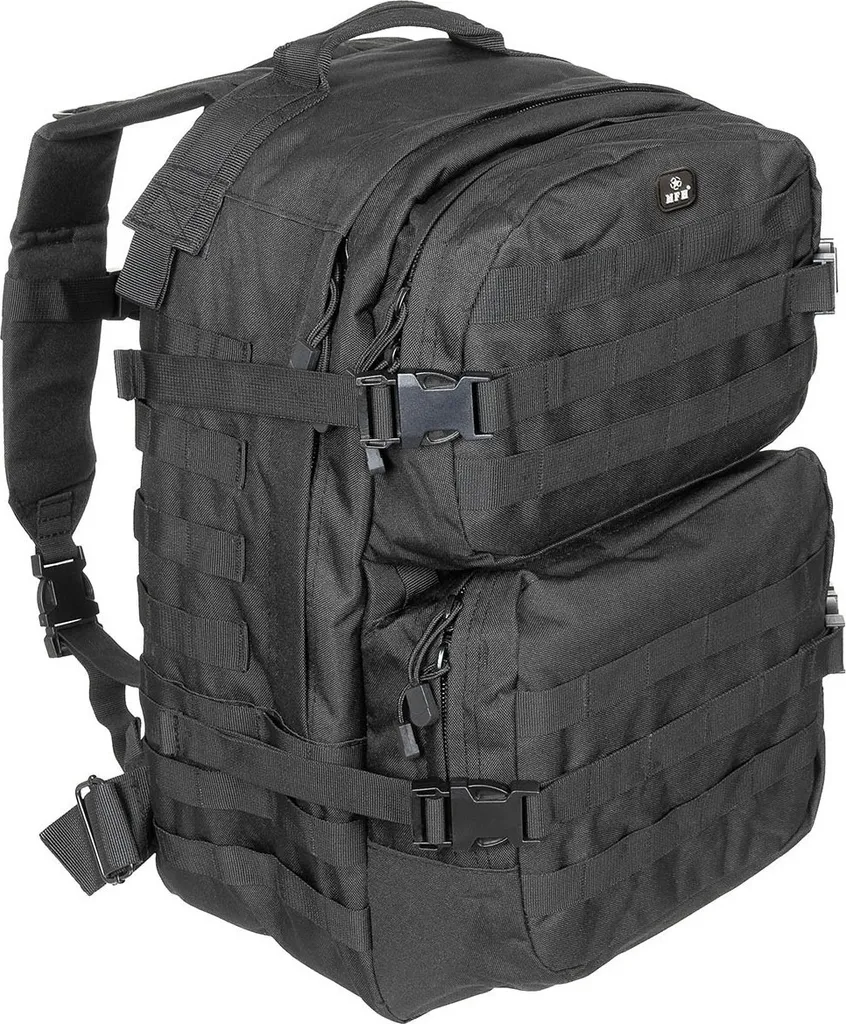 Sac à dos US Assault II noir idéal pour la randonnée et le bivouac pro